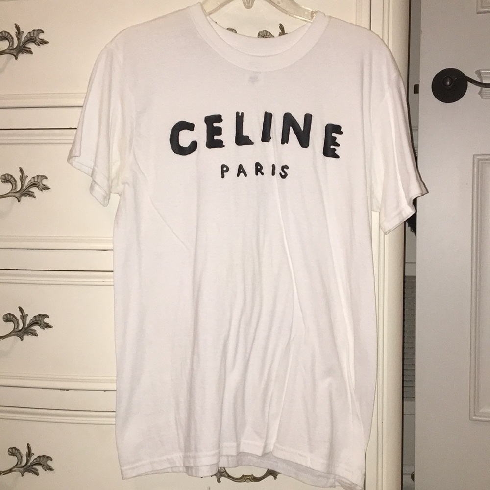 White “Celine” t shirt